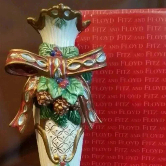 9" Candlestick Florentine Christmas Fritz & Floyd - Picture 2 of 7